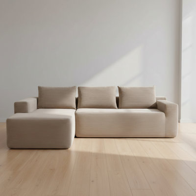 Canapé modulaire de 105 pouces avec fauteuil inclinable en forme de L, avec un design modulaire profond, un revêtement en velours côtelé et aucun assemblage requis.