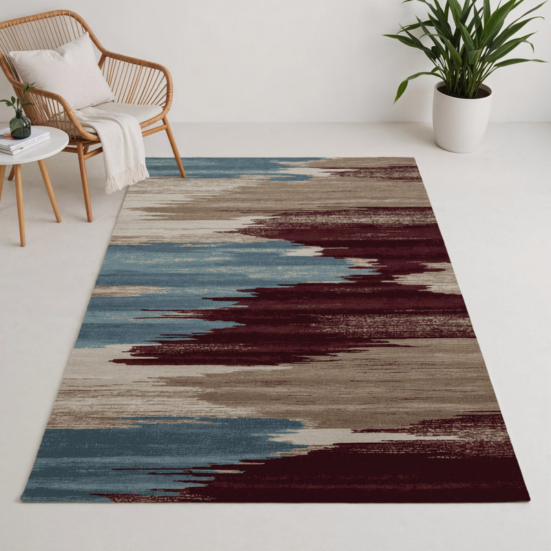 Watercolor Gray Indoor and Outdoor Area Rug, Rectangle 3' x 5'