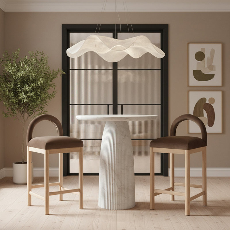 Table de bar Palaghia, H 41,75 po x L 42 po x l 42 po, Blanc
