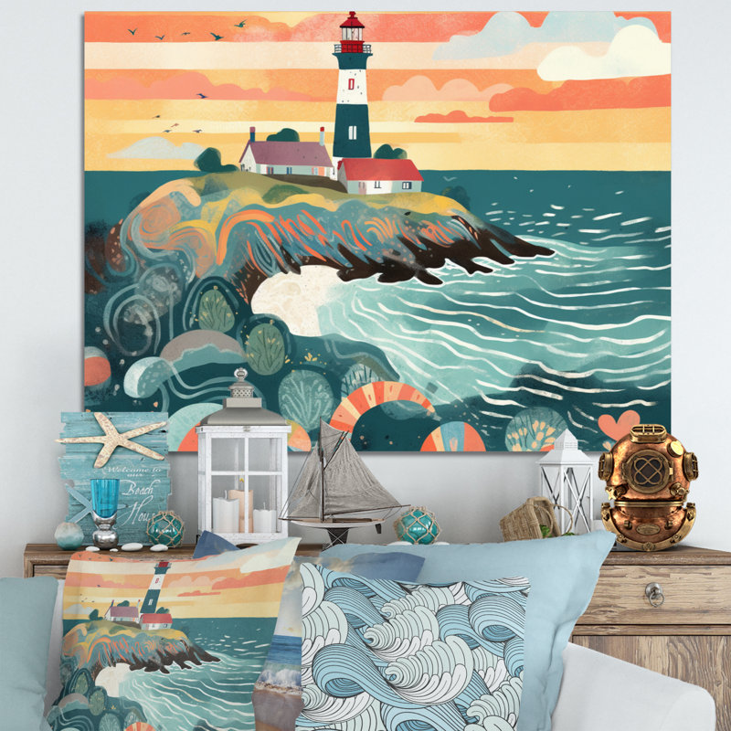 Phare côtier IV sur toile, Toile tendue, H 34 po x l 44 po x P 1,5 po