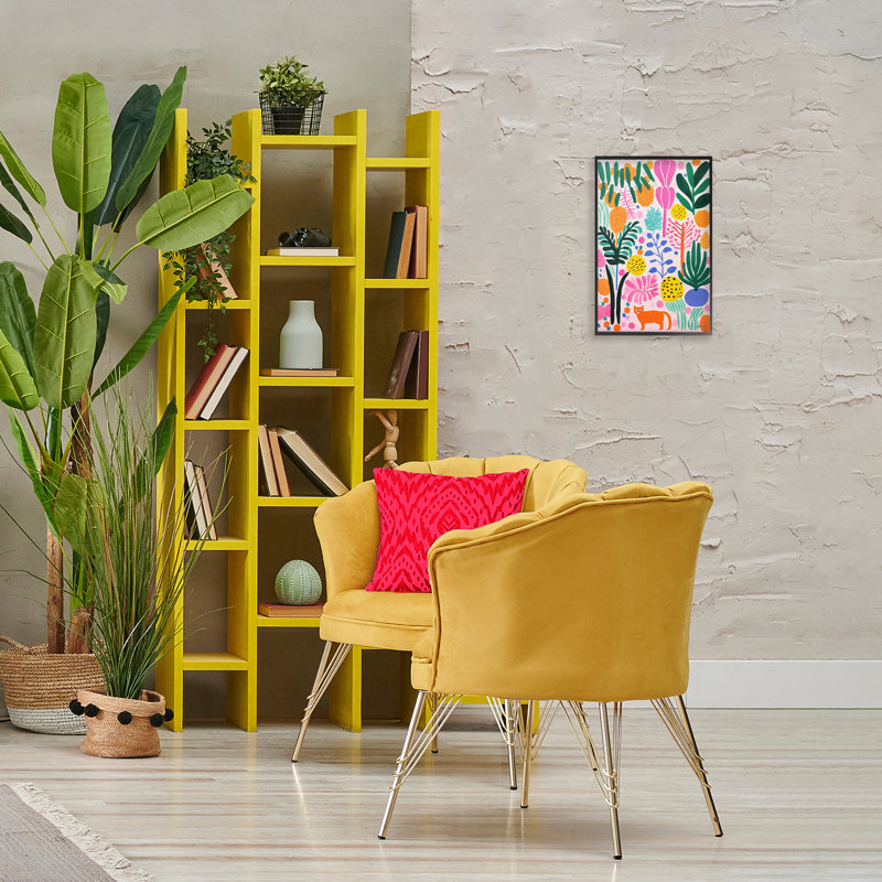 «Fun Botanical Tropics», art de la giclée encadrée par Roozbeh Bahramali, H 18 po x l 12 po, Giclée encadrée noir minuit