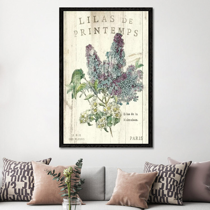 Lilas De Printemps - Print on Canvas, 66.04 cm H x 45.72 cm W, Black Floater Framed