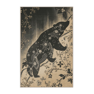 Machine Washable Pantelie Classic Oriental Rug in Black – Beige Binding