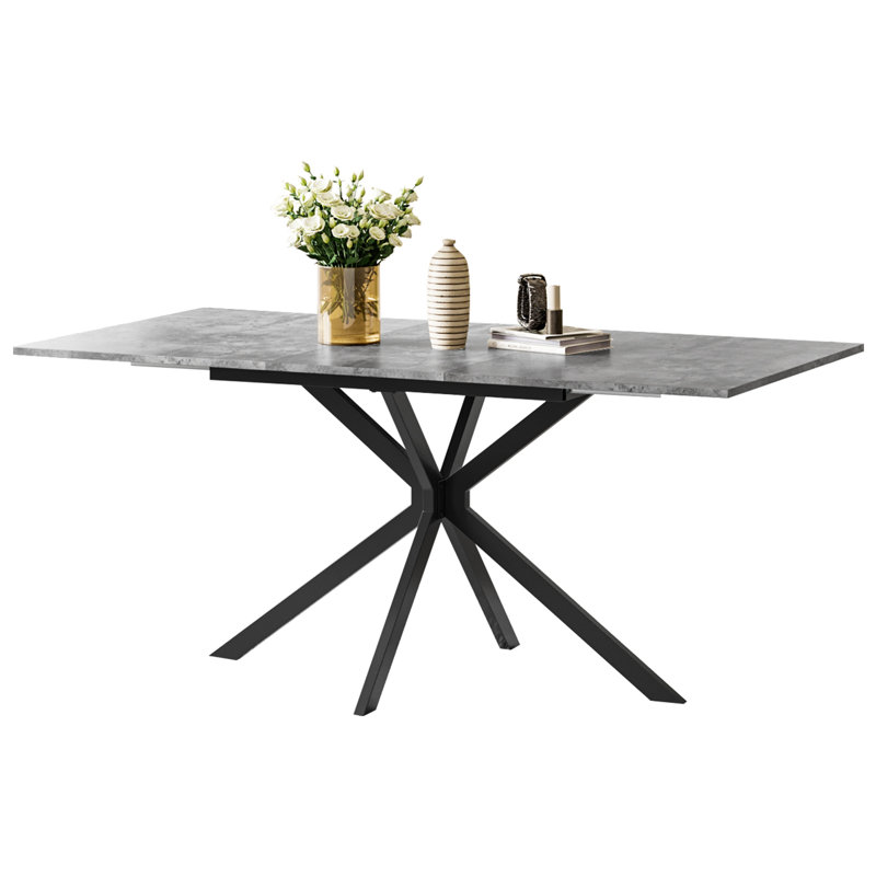6 - Person Drop Leaf Dining Set, Black, Grey