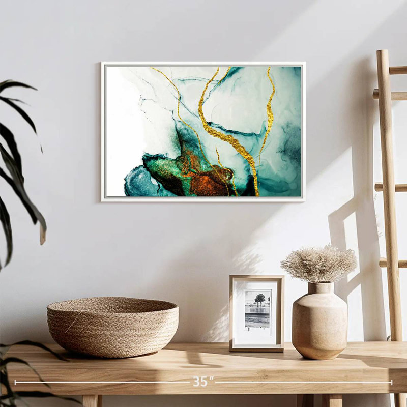 Lucilla Gold Streaks, Floating Frame White, 19" X 13"