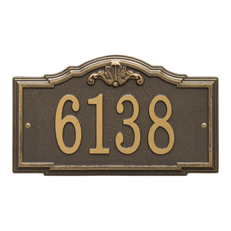 Gatewood Personalized Standard 1-Line Wall Address Plaque, Bronze/Gold, Yes