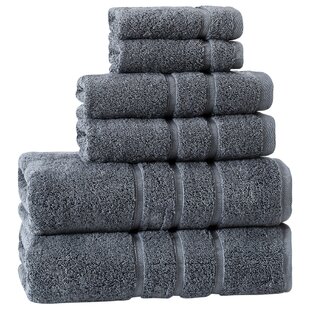 Slate Grey Organic Turkish Cotton Bath Towels, Set of 6 + Reviews