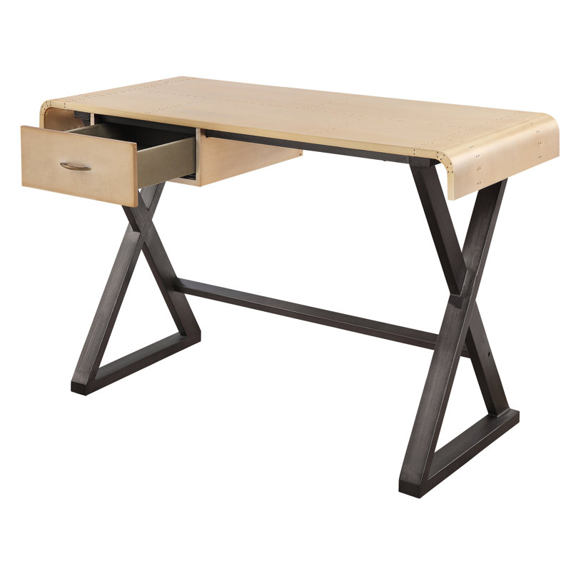 Glorieux bureau en aluminium doré avec éléments en métal