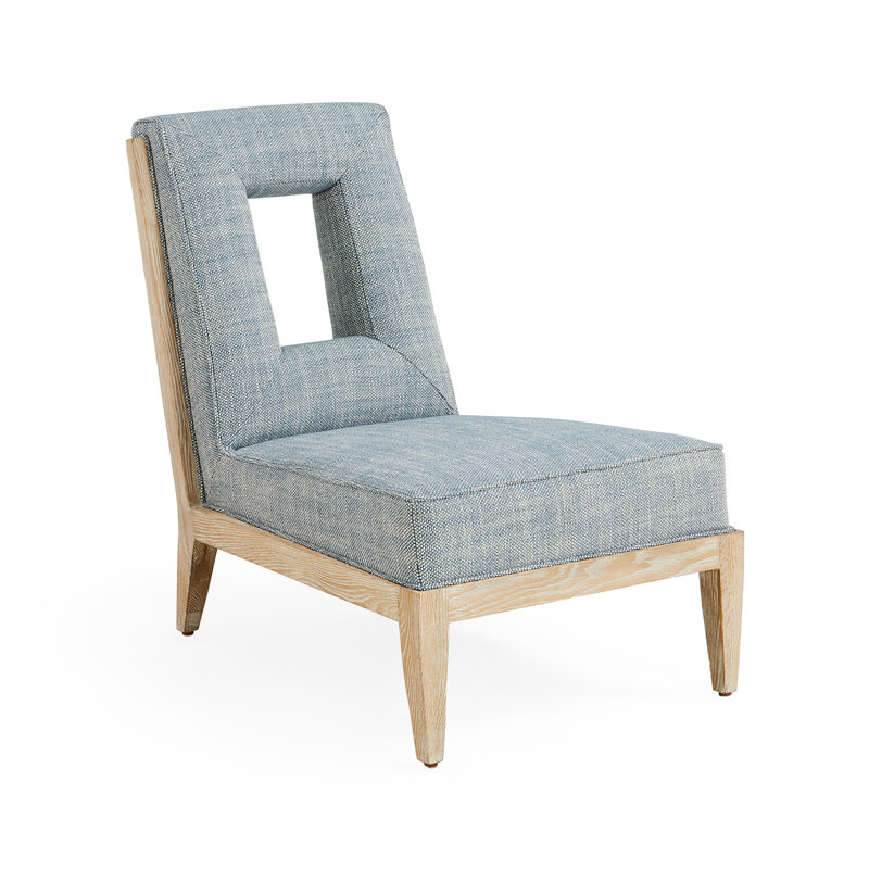 Fauteuil de chambre Cocteau, Mélange de polyester bleu, Naturel