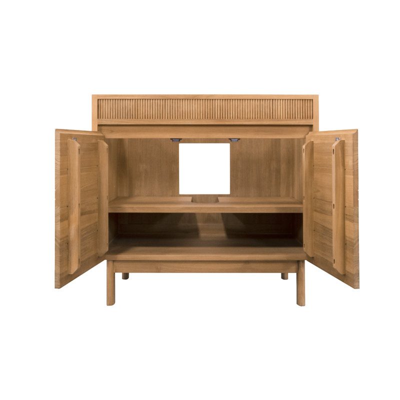 36 po Kayla Meuble-lavabo simple en teck naturel