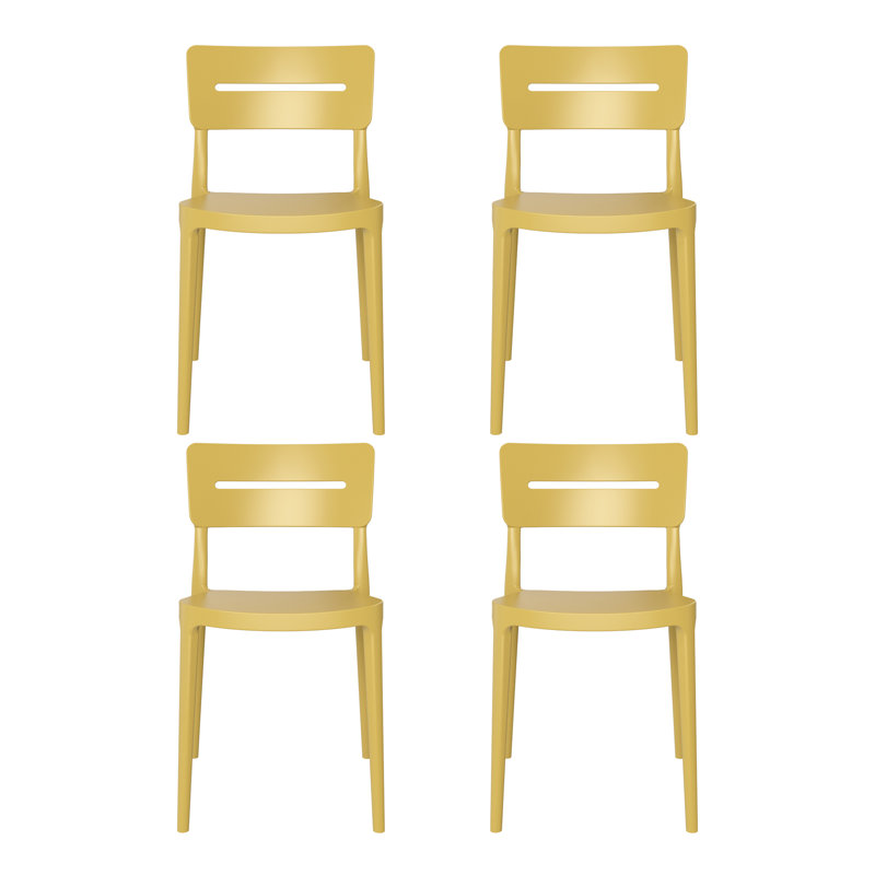 Outdoor Stacking Dining Side Chair (Set Of 4), Yellow