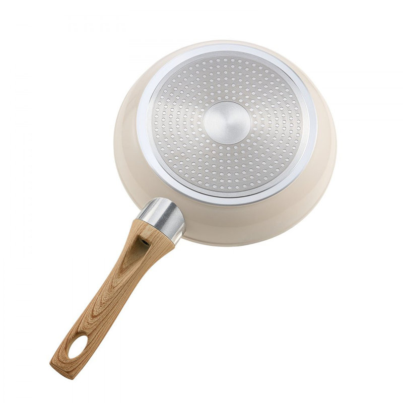 Ensemble de poêles à frire en aluminium 3 pièces 8 9,5 11 po beige pré-assaisonné