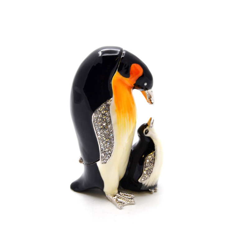 Joyau pingouin avec boîte à bijoux. Fabriqué à la main avec beaucoup de détails