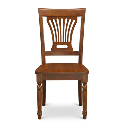 Saddle Brown Finish Wood Square Dining Room Set 7 Piece Extendable Leaf 6 Wood Seat Chairs