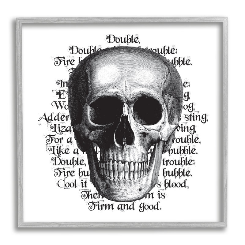 «Spooky Skull Layered Vintage Script», texte encadré noir, estampe numérique texturée, H 24 po x l 24 po x P 1,5 po