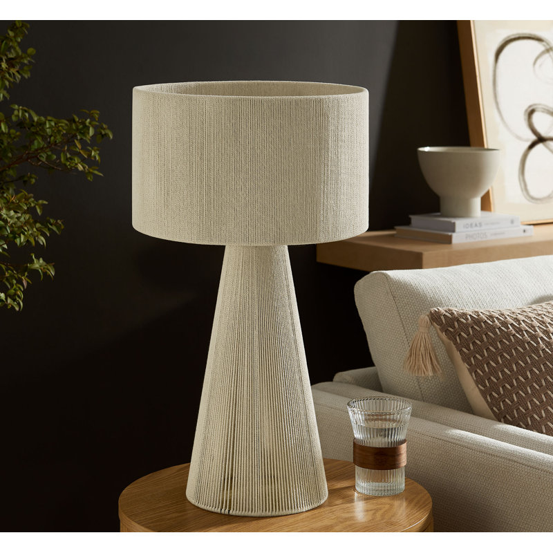 Gia Handwoven Cotton Thread Striped Or Plain Table Lamp