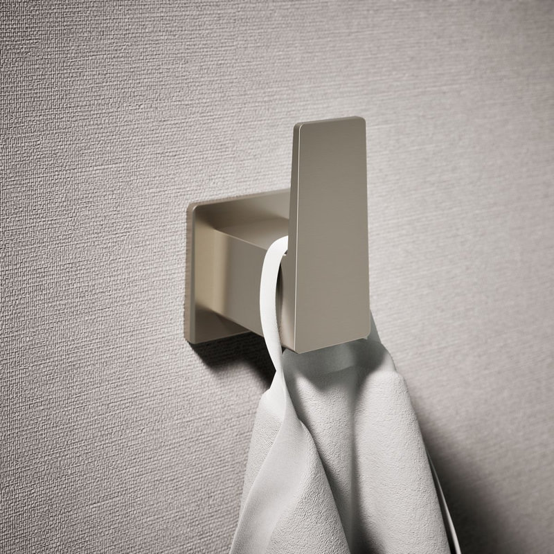 Honesty™ Wall Mounted Rectangular Bathroom Robe Hook, Towel Hook, Clothing Hook, Vibrant Brushed Nickel