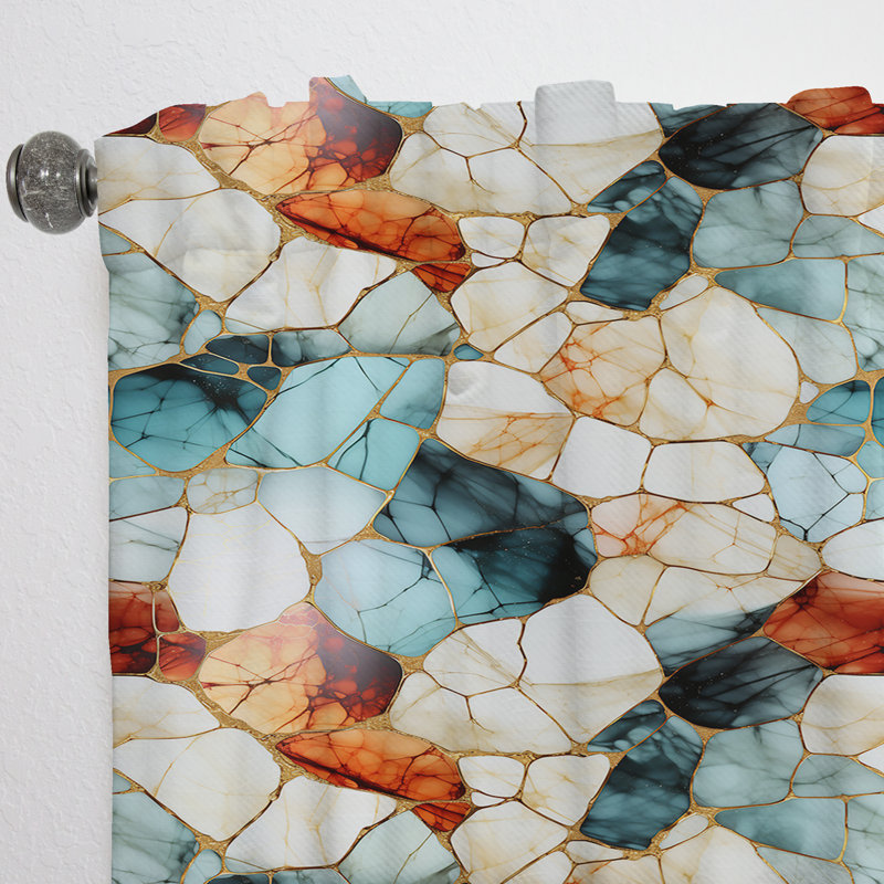 Multicolor Marble Mosaic Harmony Pattern - Glam Curtain - Velvet Room Darkening - 1 Panel, 52" W x 95" L