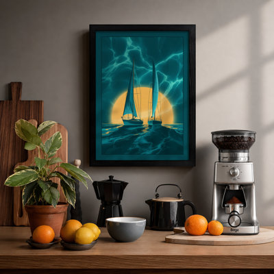 Sailboat in the Storm Coastal - Framed Print