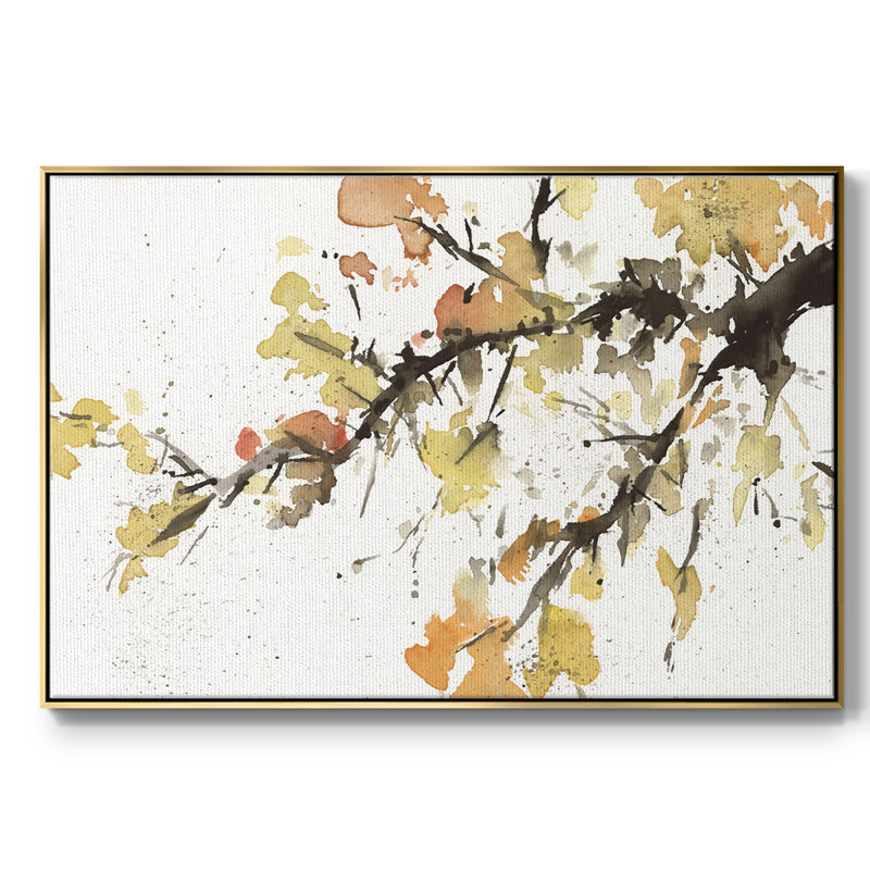 Branche d'arbre aquarelle II, H 25 po x l 37 po x P 2 po, Or