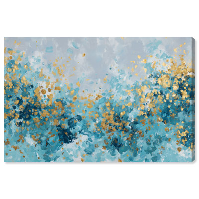 «Aqua and Gold Shimmer I», reproduction d'art sur toile par Art Remedy, 36 x 24