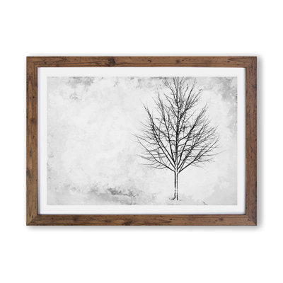 'Lone Tree at Winter' - Picture Frame Painting Print on Paper