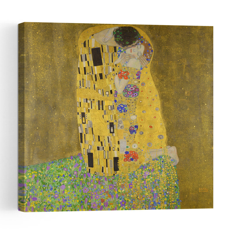 Le Baiser, estampe d'art mural abstrait contemporain de 1907-1908, H 32 po x l 32 po