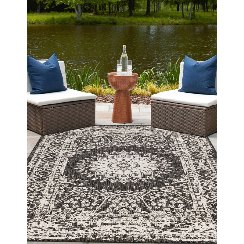 Tapis noir et blanc Contemporary Hitchens, Rectangle 2 pi x 3 pi 1 po