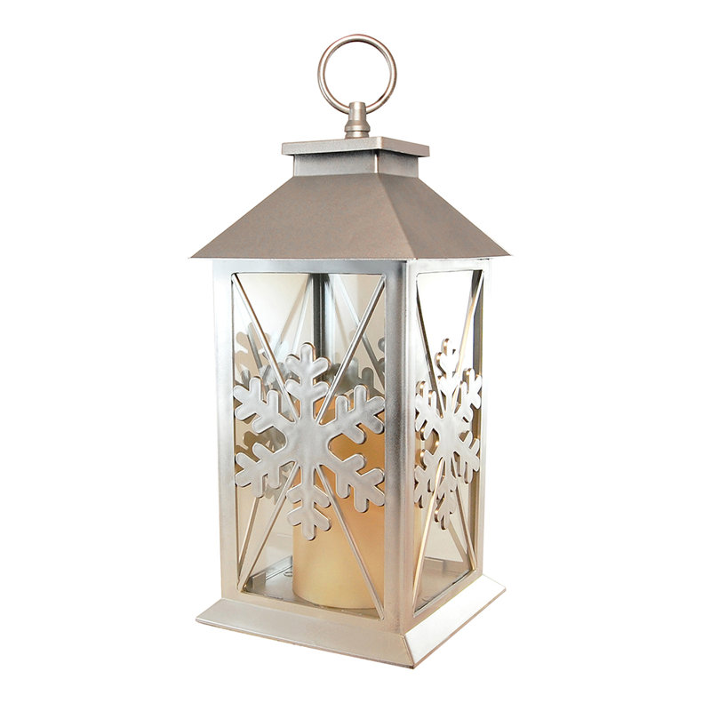 Snowflake Moulded Lantern with LED Candle