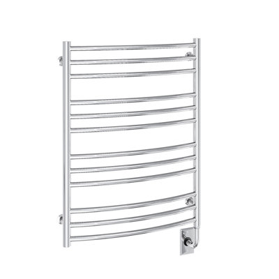23.5"x31" Laveno Electric Hardwired Curved Rail Towel Warmer - Chrome, Wall Mounted, Includes Programmable Smart Switch, Lifetime Warranty