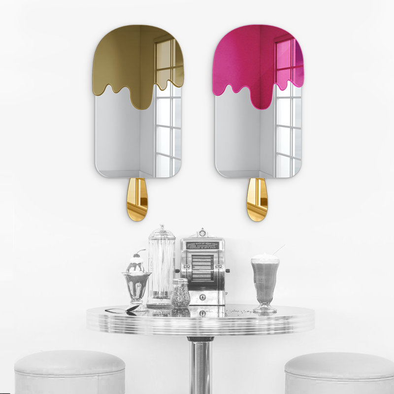 Décoration murale miroir glace 3D, H 24 po x l 12 po, Miroir et miroir rose