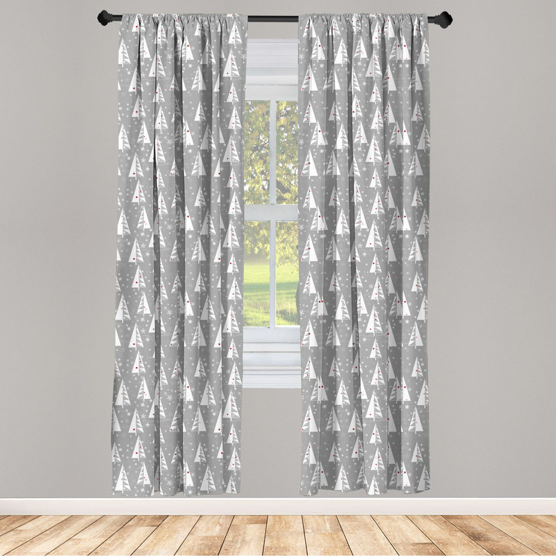 Christmas Tree Floral Semi-Sheer Rod Pocket Curtain Panels, 28" x 84"