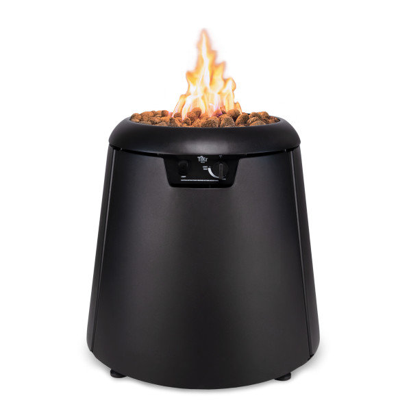 TIKI Brand Customizable 28.5" Propane Fire Pit - Includes Tabletop Insert and Lava Rocks,  Black