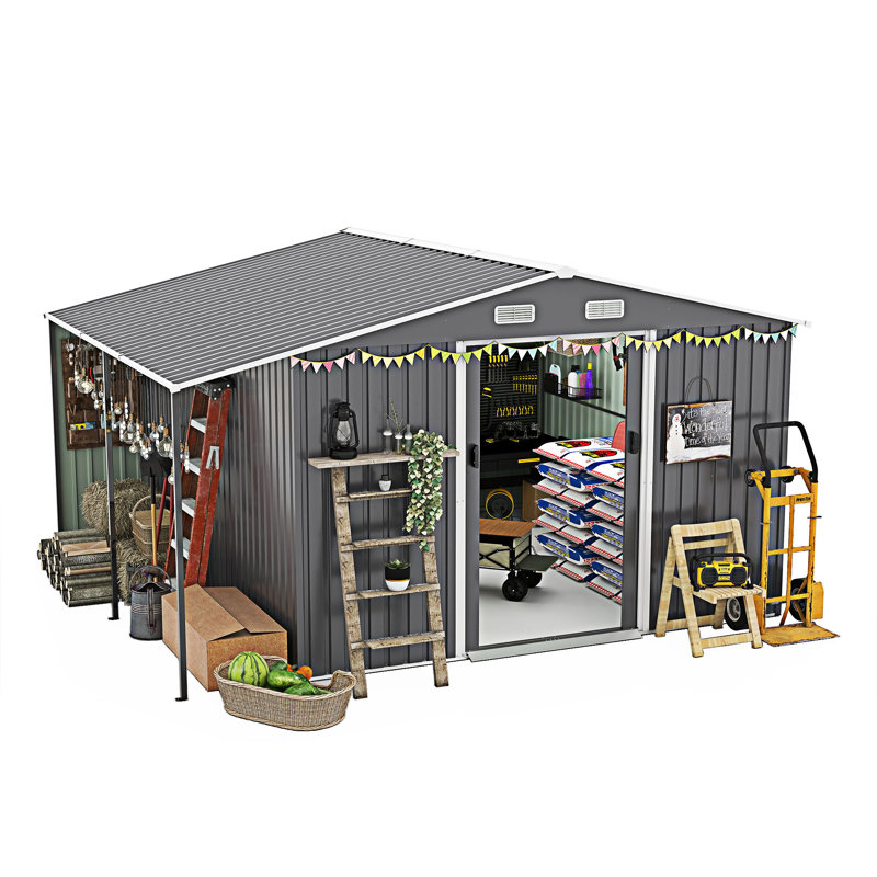 Remise de rangement extérieure avec portes et fenêtres verrouillables