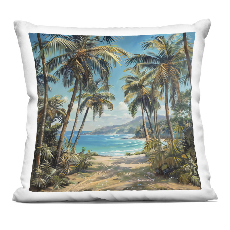 Coussin décoratif imprimé entre les palmiers entre les palmiers, par LSR Creative Studio