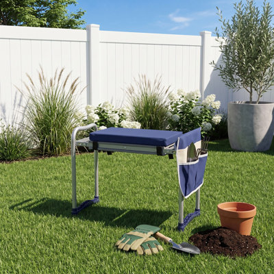 Garden Kneeler and Seat with Thicken & Widen Soft Kneeling Pad, Heavy Duty Folding & Portable Gardener Stool with 1 Tool Bag, Portable Garden Bench, Gardening Gifts for Mom, Dad, Seniors, Grandparents, Blue