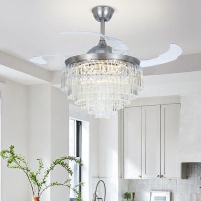 42'' Giuseppino 3 - Blade LED Crystal Ceiling Fan with Remote Control with Light Kit Included