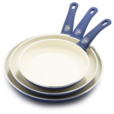GreenLife Soft Grip Healthy Ceramic Nonstick, 8" 10" And 12" Frying Pan Skillet Set, PFAS-Free