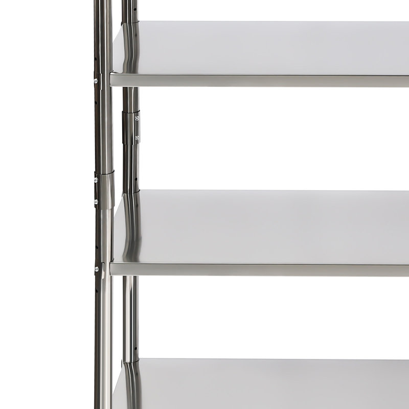 4 Tier Stainless Steel Adjustable Shelving, 59" H x 44.8" W x 17.5" D