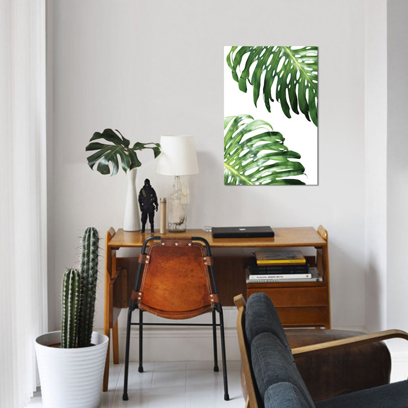 «Double Philodendron», reproduction d'impression sur toile, H 26 po x l 18 po x P 1,5 po, Toile tendue, Pas de tapis