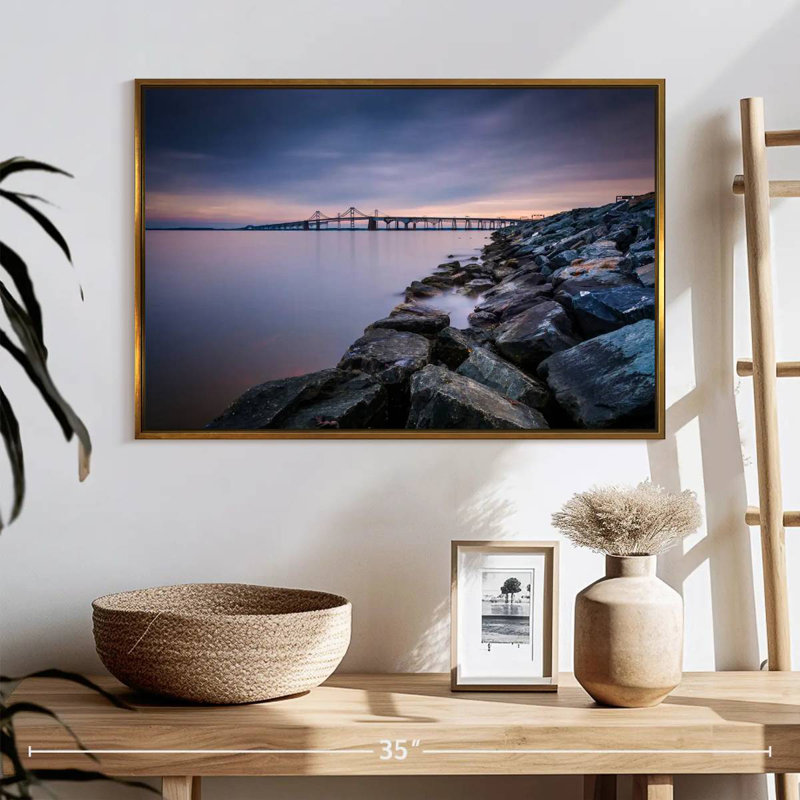 Soirée Chesapeake Bay Bridge, Cadre flottant doré, 25 po x 17 po