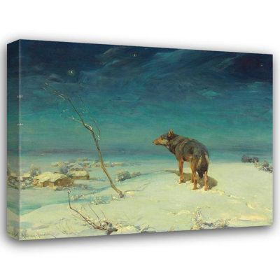 "The Lone Wolf" by  Alfred Von Wierusz-Kowalski - Gallery Wrap Canvas Wall Art
