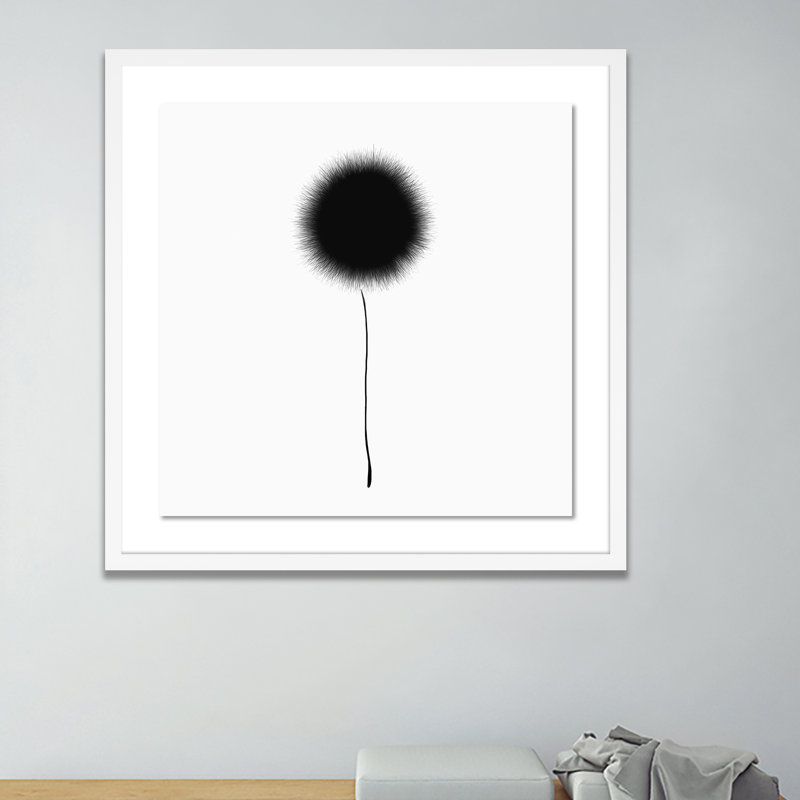 Black Dandelion Print by Aga Siguni Ciszewska, White, 40" H x 40" W x 2.5" D