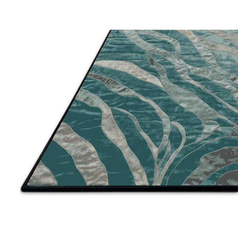 Tapis gris soyeux et moelleux, Rond 8 pi