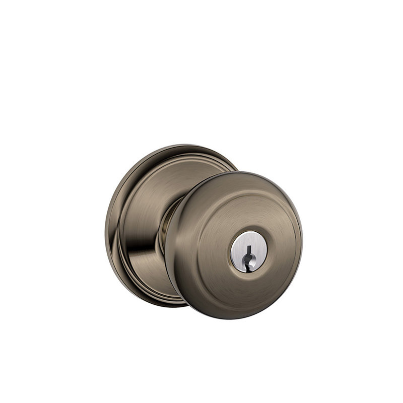 Andover Knob Keyed Entry Lock, Antique Nickel
