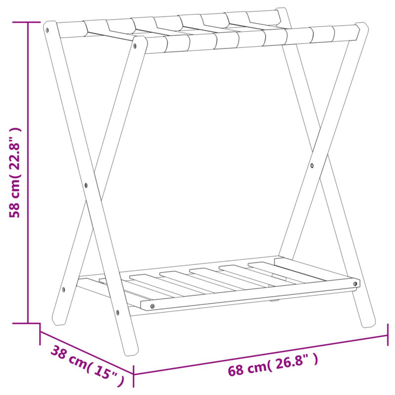 Elkan Luggage Rack 68x38x58 cm Bamboo, Brown