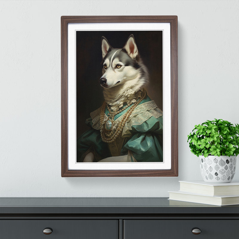 Husky Rococo, Walnut, 34cm H x 25cm W x 2cm D