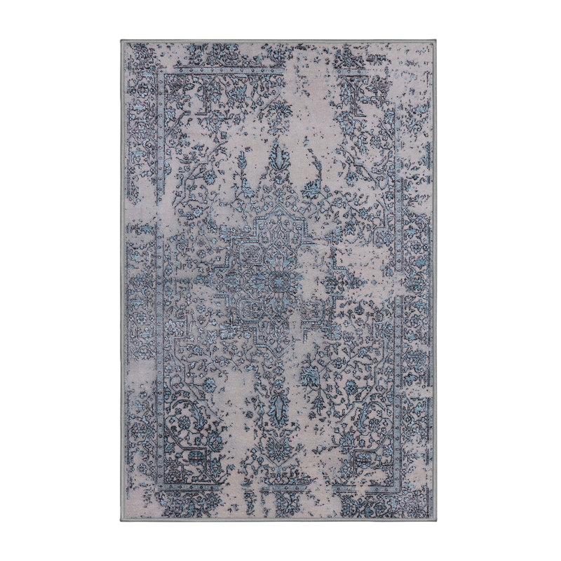 Tapis oriental bleu / gris Shawnna, Rectangle 2 pi x 3 pi