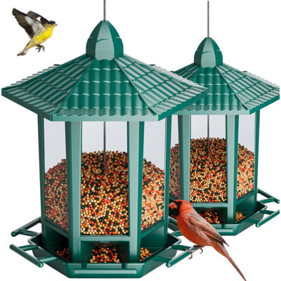 Paquet de 2 mangeoires d'oiseaux pour l'extérieur, piquet à pagodes Fun Design pour installation à l'extérieur, cadeaux de jardin