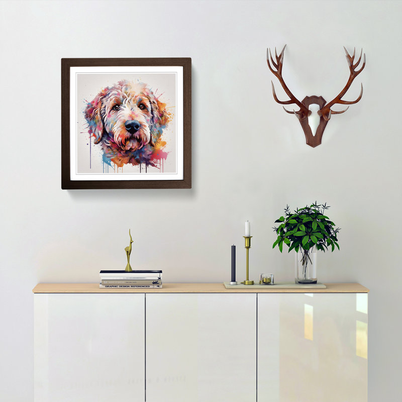 Labradoodle Abstract No.4 - Framed Print, Walnut